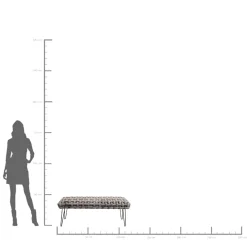 Ławka do przedpokoju w kolorze szarym nogi czarne stalowe 128 cm
