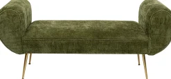 Ławka do przedpokoju zielona tapicerowana nogi złote 140 cm