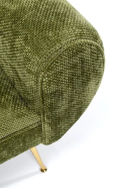 Ławka do przedpokoju zielona tapicerowana nogi złote 140 cm