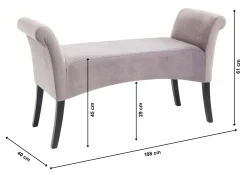 Ławka Motley Velvet 110x61 cm srebrnoszara