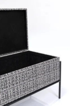 Ławka ze schowkiem Buttons Storage 80x43 cm czarno-biała