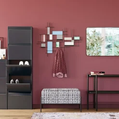 Ławka ze schowkiem Buttons Storage 80x43 cm czarno-biała