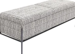 Ławka ze schowkiem Buttons Storage 120x43 cm czarno-biała