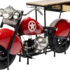 Barek motocykl czerwony vintage 210x98 cm blat drewno mango