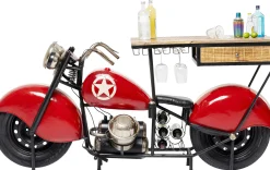 Barek motocykl czerwony vintage 210x98 cm blat drewno mango
