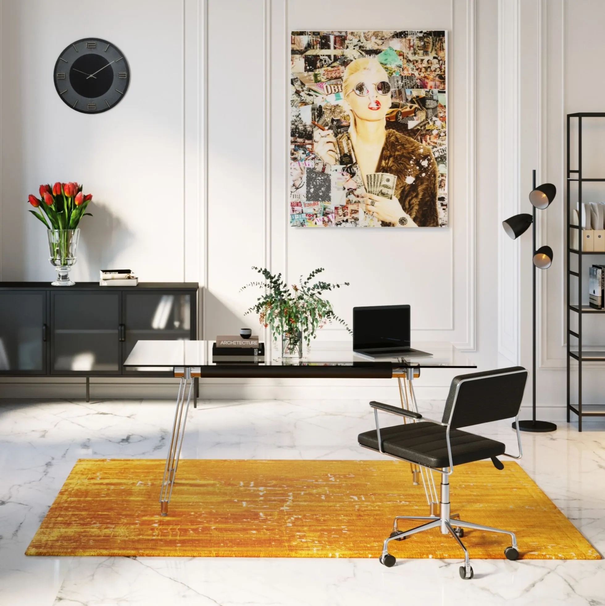 Biurko Officia 160x80 cm transparentne blat szklany