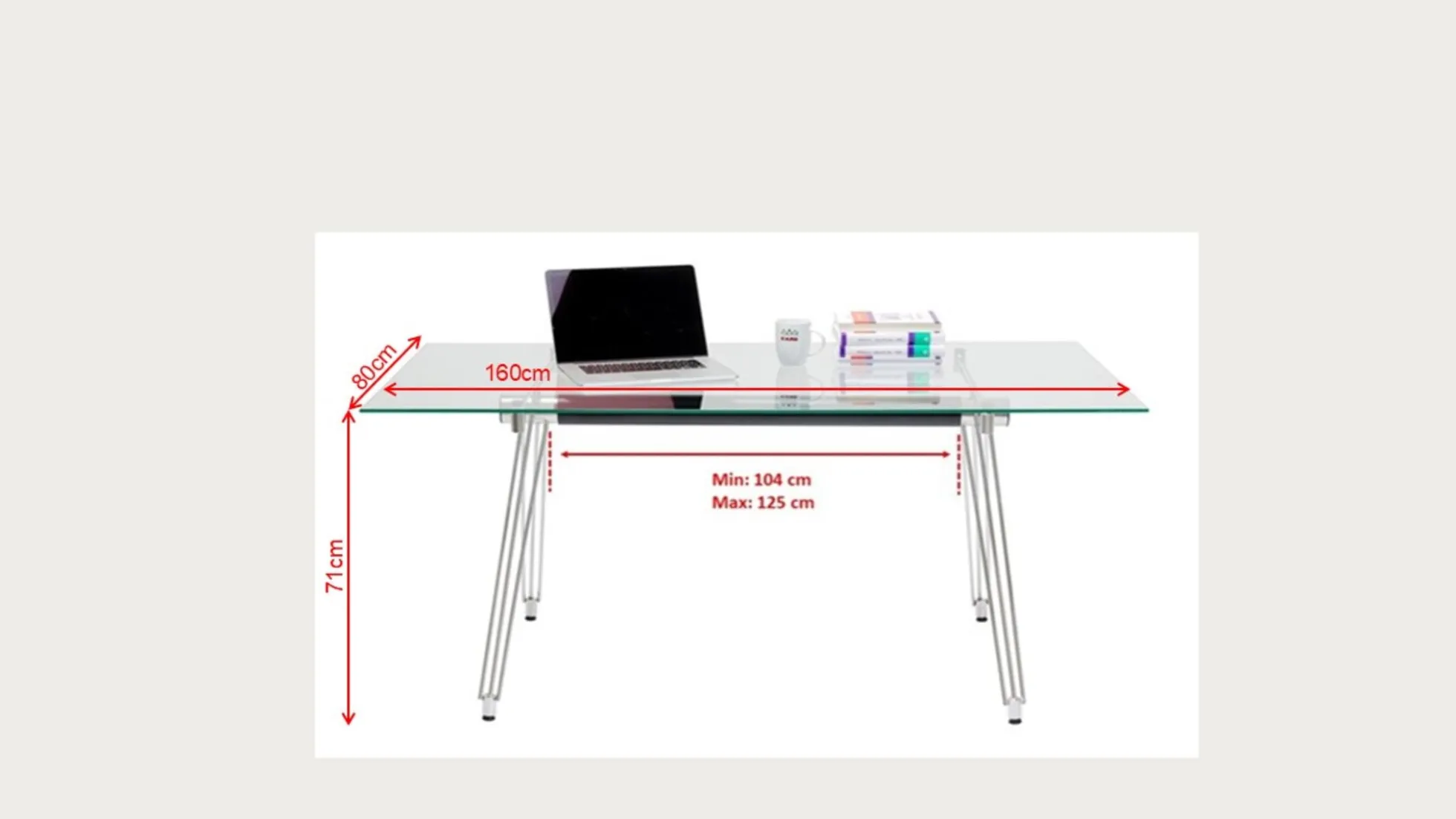 Biurko Officia 160x80 cm transparentne blat szklany