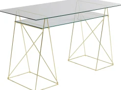 Biurko Polar 135x65 cm szkło hartowane - nogi złote