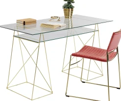 Biurko Polar 135x65 cm szkło hartowane - nogi złote