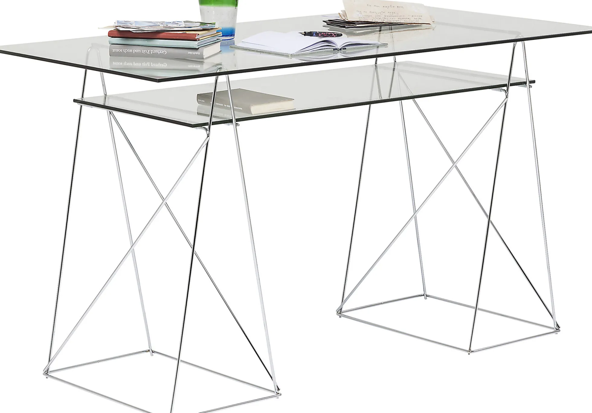 Biurko Polar 135x65 cm transparentne blat 8 mm