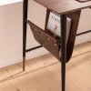 Biurko z szufladą brązowe MDF 153x71 cm skóra naturalna