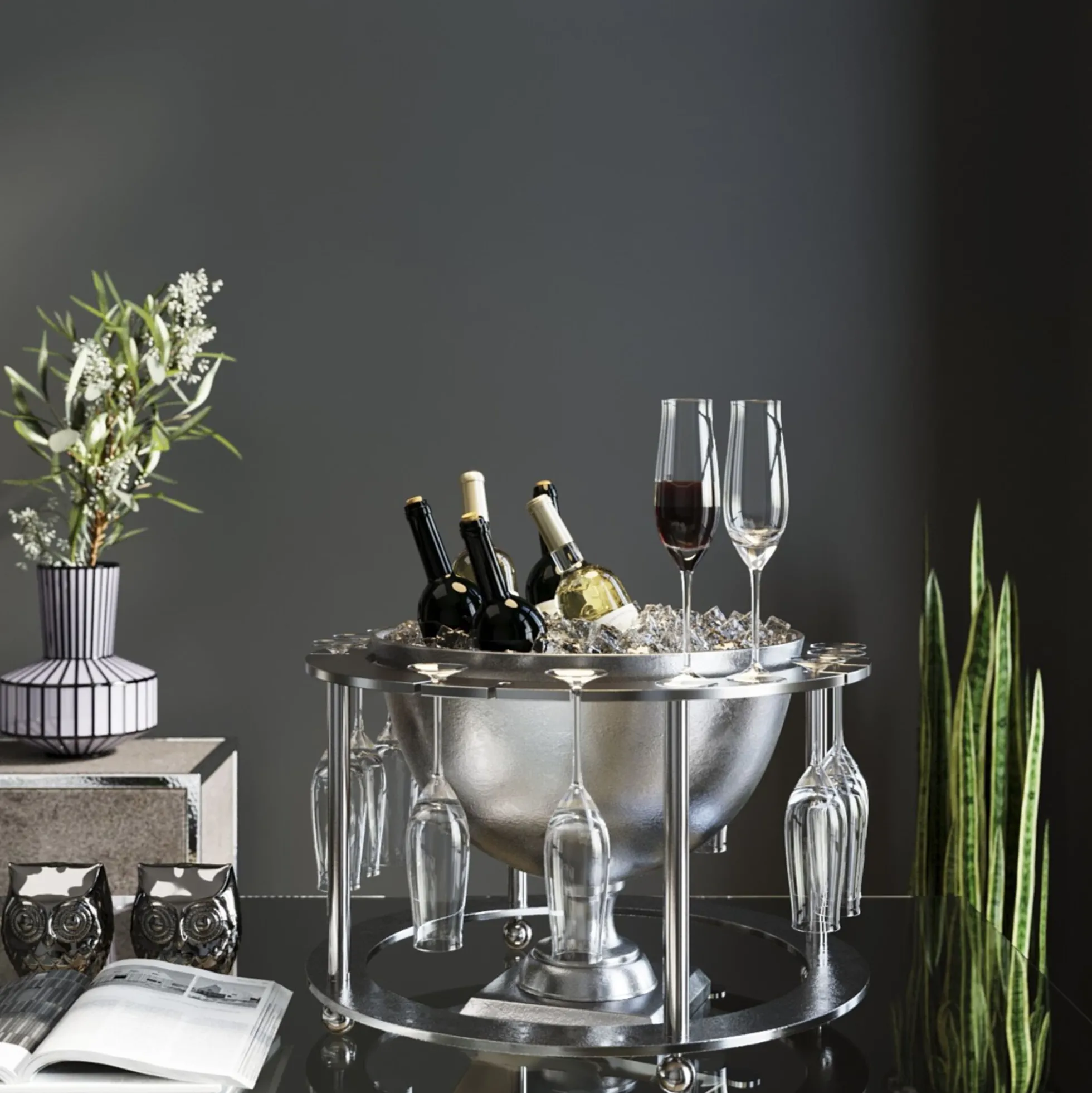Cooler do butelek Champagne Time ∅61x38 cm srebrny