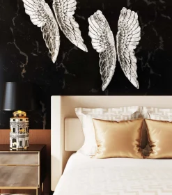 Dekoracja ścienna Angel Wings 61x106 cm srebrna