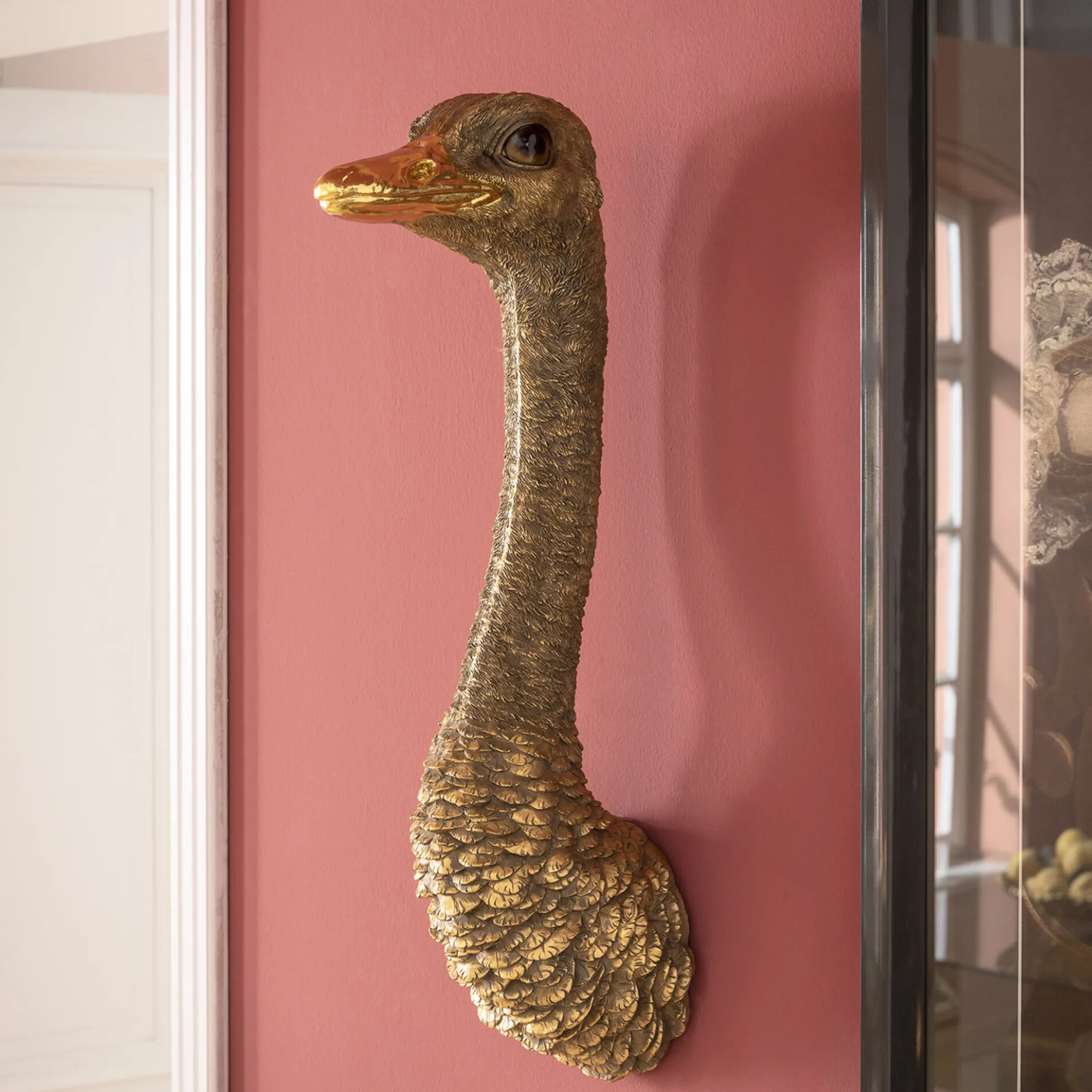 Dekoracja ścienna Ostrich 19x72 cm złota