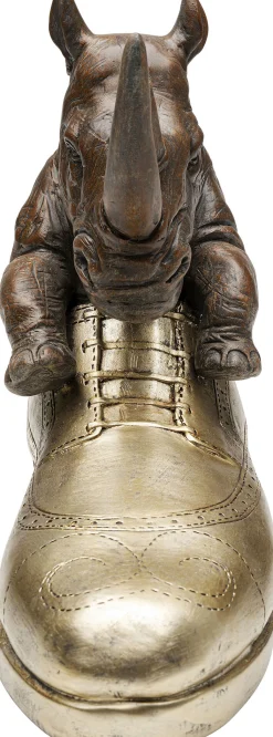 Figurka dekoracyjna brązowo-złota nosorożec w bucie 28x24 cm