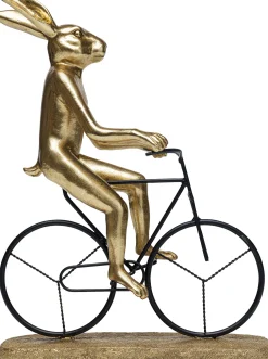 Figurka dekoracyjna Cyclist Rabbit 29x39 cm czarno-złota