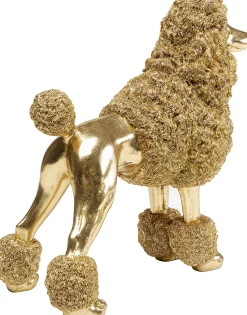 Figurka dekoracyjna glamour złota pies pudel 32x34 cm