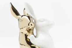Figurka dekoracyjna Hugging Rabbits 15x25 cm biało-złota