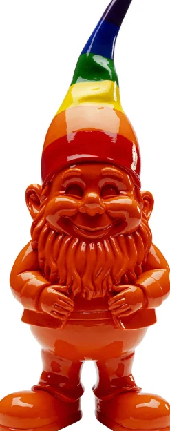 Figurka dekoracyjna krasnal pomarańczowy czapka kolorowa 46 cm