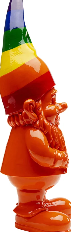 Figurka dekoracyjna krasnal pomarańczowy czapka kolorowa 46 cm