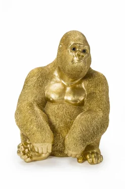 Figurka dekoracyjna Monkey Gorilla Side 30x39 cm złota