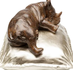Figurka dekoracyjna śpiący nosorożec brązowo-złota 37x32 cm