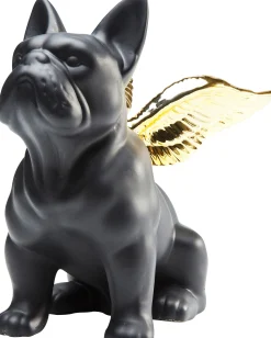 Figurka dekoracyjna Sitting Angel Dog 21x22 cm czarna