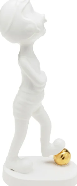 Figurka dekoracyjna z ceramiki biała 29 cm dziewczyna ze złotą piłką