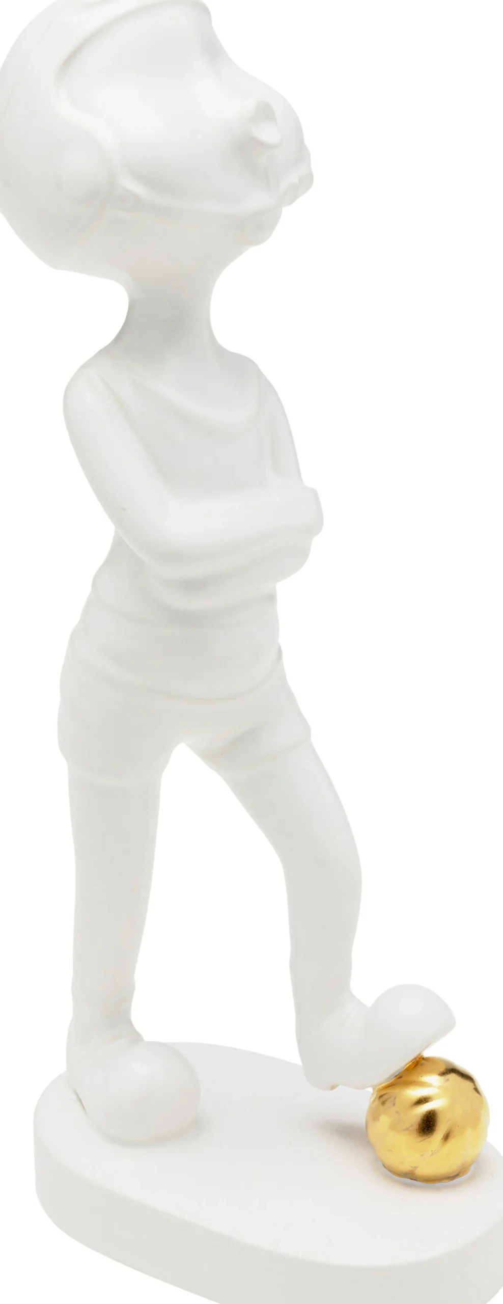 Figurka dekoracyjna z ceramiki biała 29 cm dziewczyna ze złotą piłką