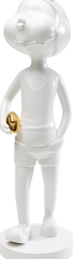 Figurka dekoracyjna z ceramiki biała 41 cm dziewczyna ze złotą piłką