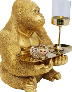 Figurka dekoracyjna z tacą Gorilla Butler 29x37 cm złota