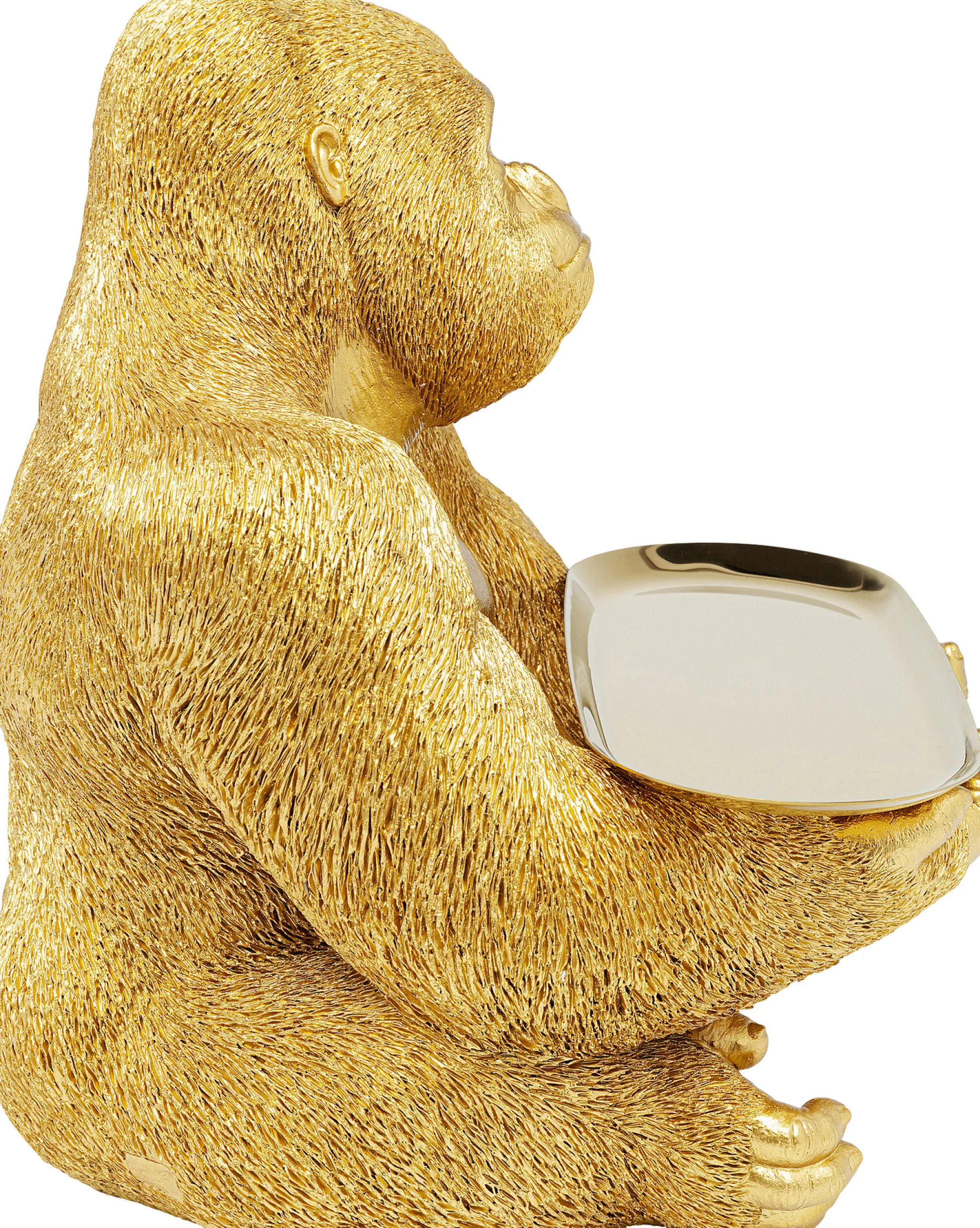 Figurka dekoracyjna z tacą Gorilla Butler 29x37 cm złota