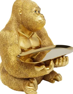 Figurka dekoracyjna z tacą Gorilla Butler 29x37 cm złota