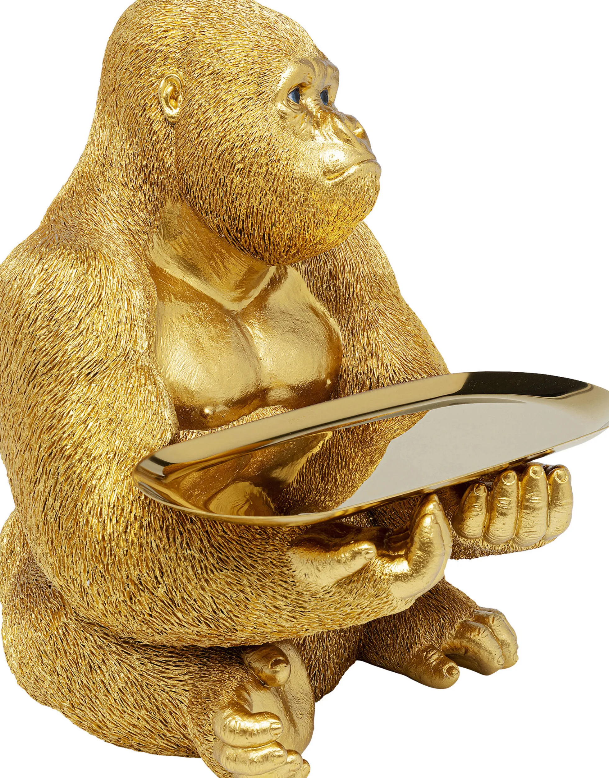 Figurka dekoracyjna z tacą Gorilla Butler 29x37 cm złota