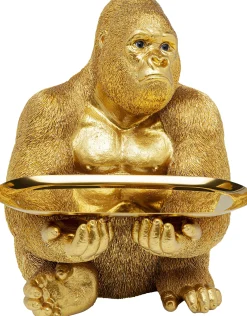 Figurka dekoracyjna z tacą Gorilla Butler 29x37 cm złota