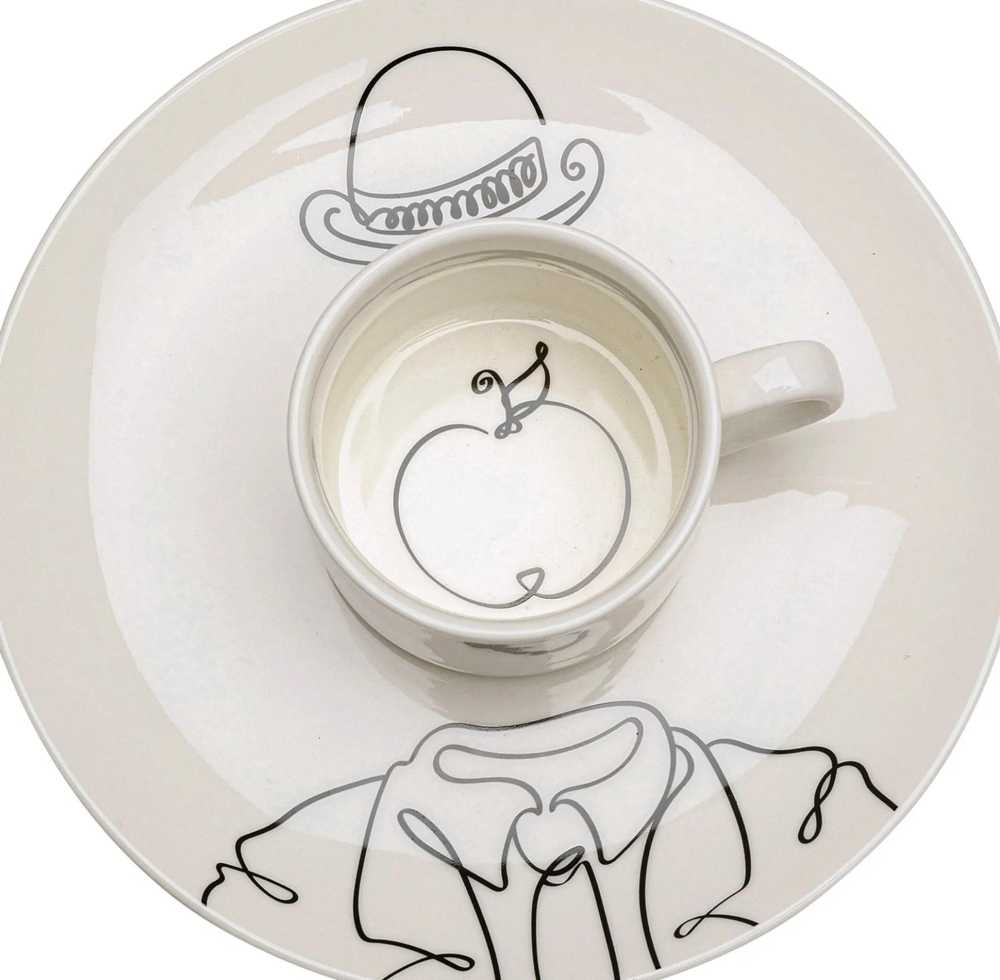 Filiżanka ze spodkiem porcelana ręcznie malowana 160 ml jabłko