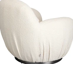Fotel biały obrotowy skandynawski boucle do salonu 88x90 cm