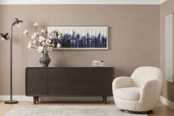 Fotel biały obrotowy skandynawski boucle do salonu 88x90 cm