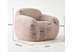 Fotel duży kremowy tkanina futrzana 105 cm