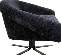Fotel duży obrotowy tapicerka szaroniebieska nogi czarne 82x95 cm