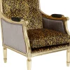 Fotel glamour do salonu panterka rama złota 70x98 cm