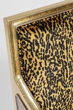 Fotel glamour do salonu panterka rama złota 70x98 cm