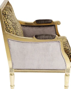 Fotel glamour do salonu panterka rama złota 70x98 cm