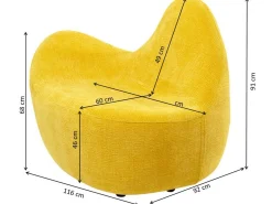 Fotel Glow Wave Medium zółty 116 cm