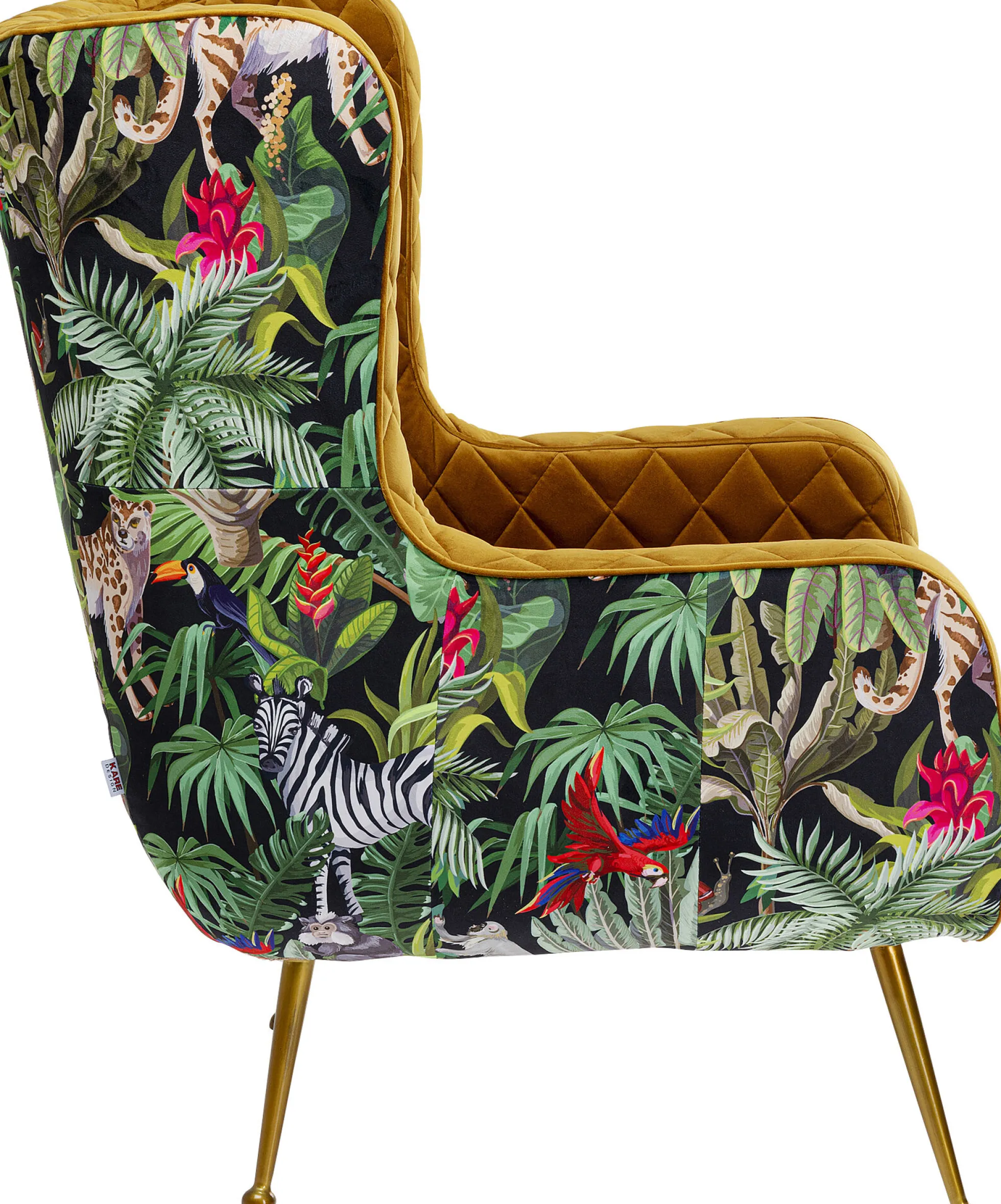 Fotel Nonna Jungle 75x102 cm kolorowy - siedzisko musztardowe