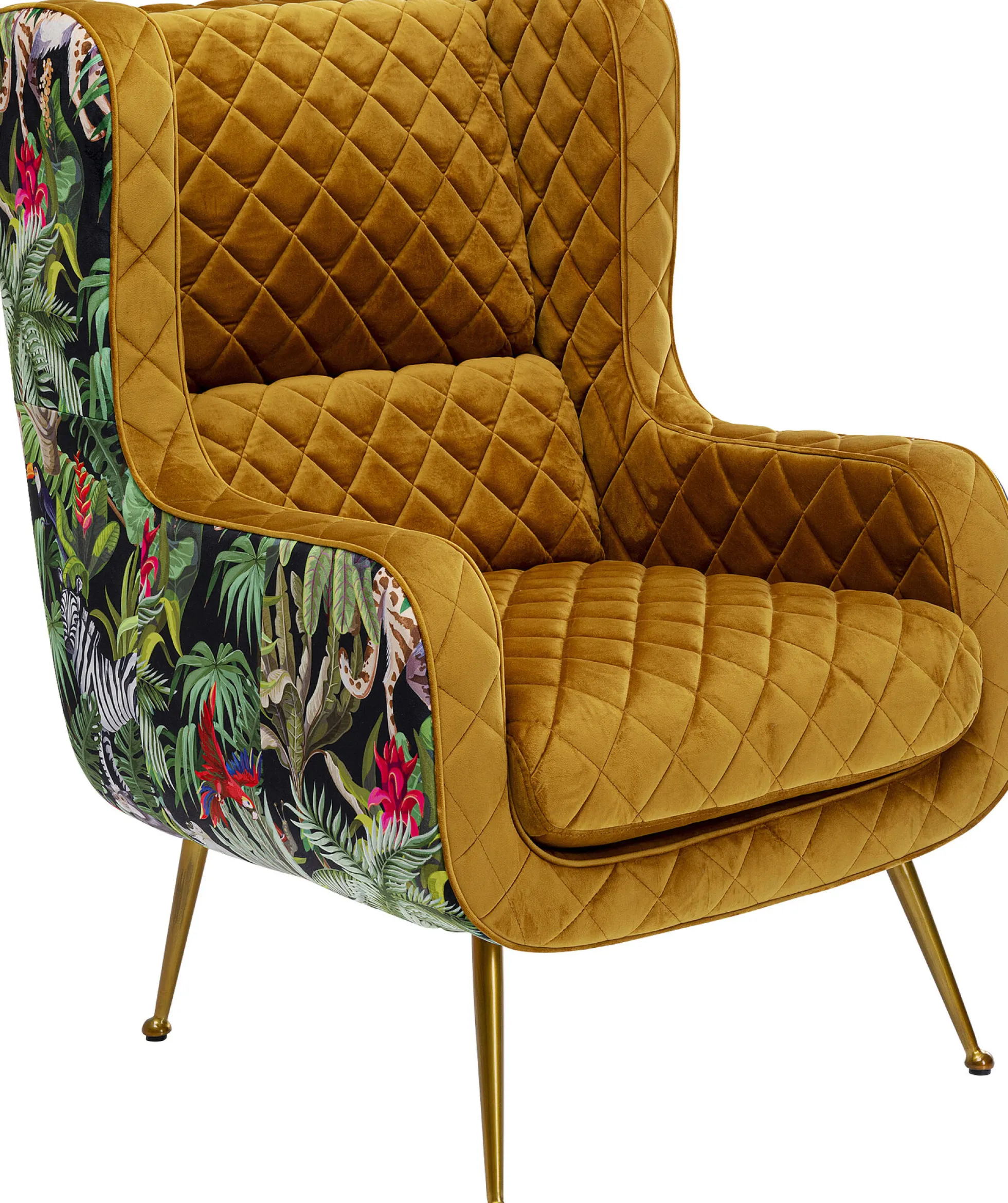 Fotel Nonna Jungle 75x102 cm kolorowy - siedzisko musztardowe