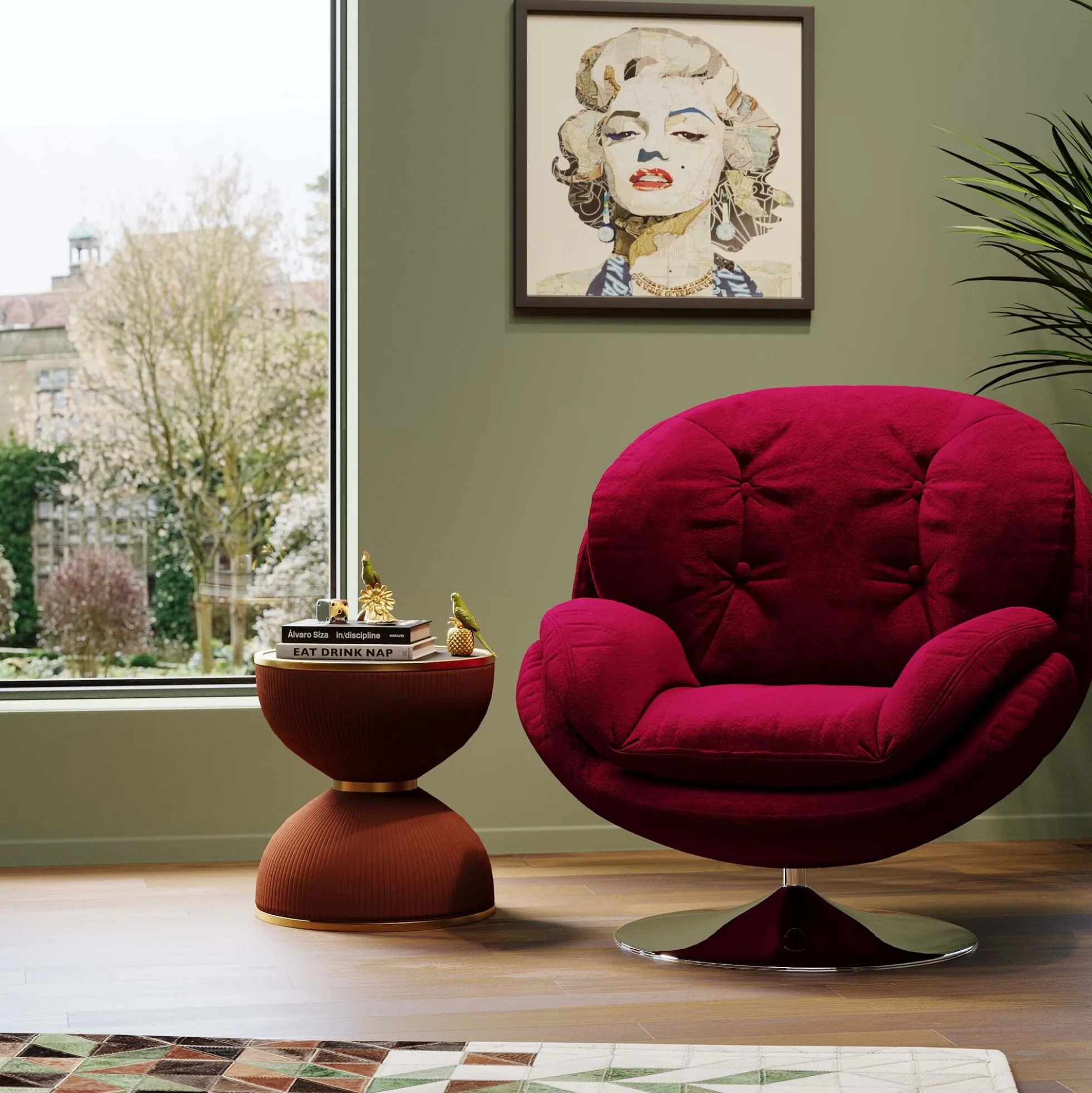 Fotel obrotowy Cosy 81x84 cm jagodowy