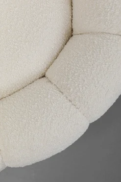 Fotel obrotowy do salonu biały tkanina boucle 94x66 cm