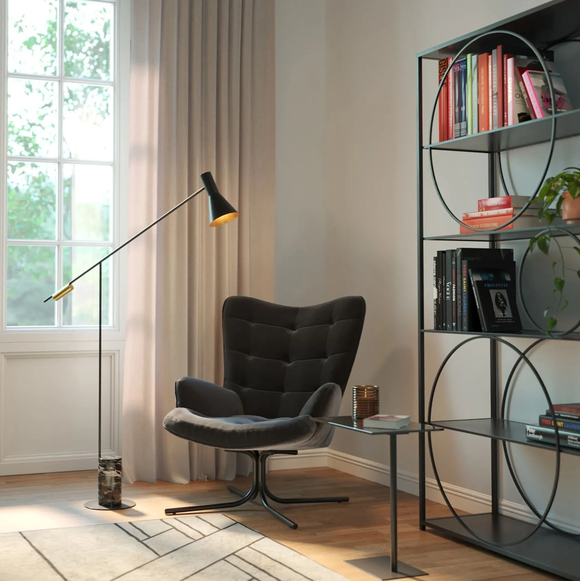 Fotel obrotowy Oscar Velvet 82x95 cm czarny
