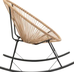 Fotel ogrodowy bujany naturalny nogi stalowe czarne 73x85 cm